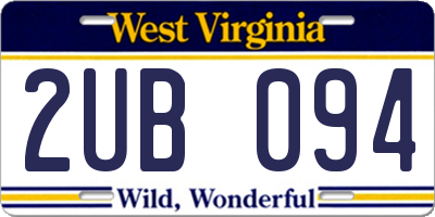 WV license plate 2UB094