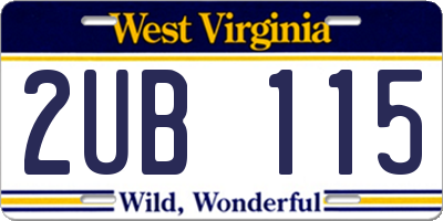 WV license plate 2UB115