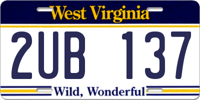 WV license plate 2UB137