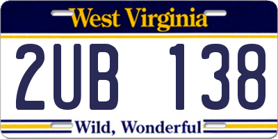 WV license plate 2UB138