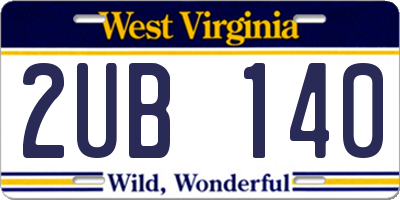 WV license plate 2UB140