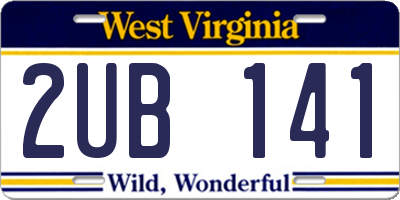 WV license plate 2UB141