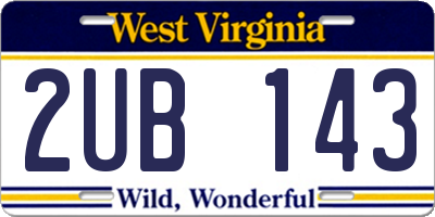 WV license plate 2UB143
