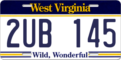 WV license plate 2UB145