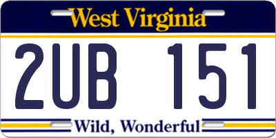 WV license plate 2UB151