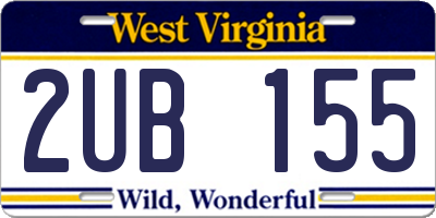 WV license plate 2UB155