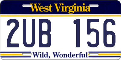 WV license plate 2UB156