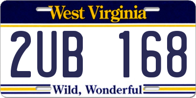 WV license plate 2UB168