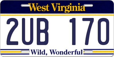 WV license plate 2UB170