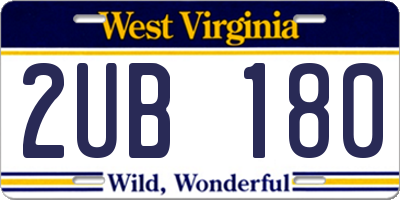 WV license plate 2UB180