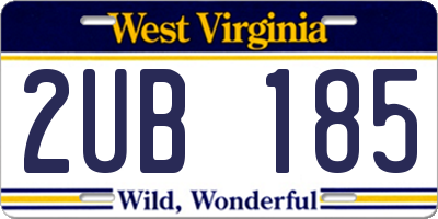 WV license plate 2UB185