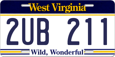 WV license plate 2UB211