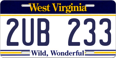 WV license plate 2UB233