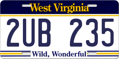 WV license plate 2UB235