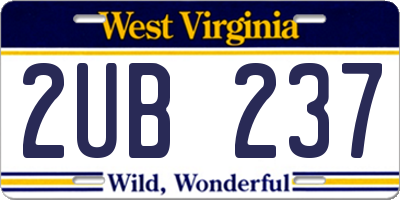 WV license plate 2UB237