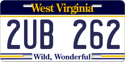 WV license plate 2UB262