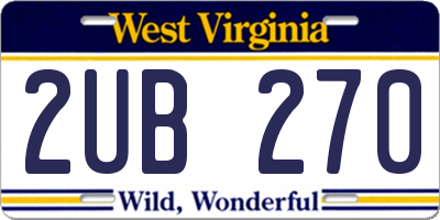 WV license plate 2UB270