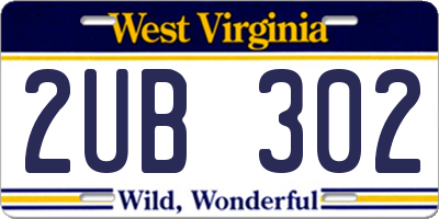 WV license plate 2UB302