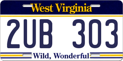 WV license plate 2UB303