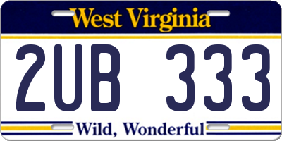 WV license plate 2UB333