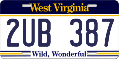WV license plate 2UB387