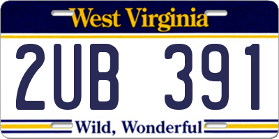 WV license plate 2UB391