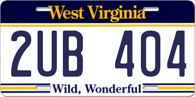 WV license plate 2UB404