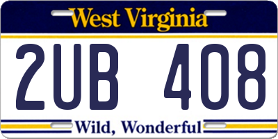 WV license plate 2UB408