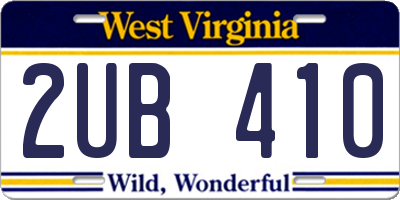 WV license plate 2UB410