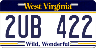 WV license plate 2UB422