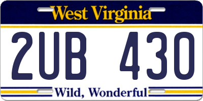 WV license plate 2UB430