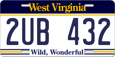 WV license plate 2UB432