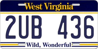 WV license plate 2UB436