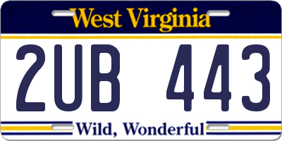 WV license plate 2UB443