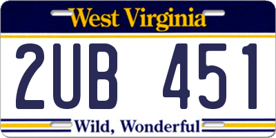 WV license plate 2UB451