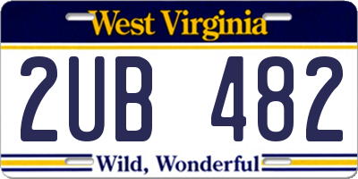 WV license plate 2UB482