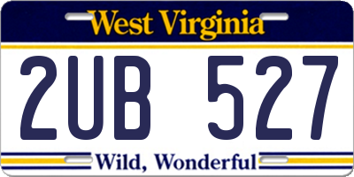 WV license plate 2UB527