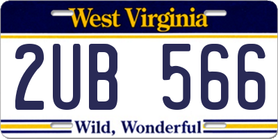 WV license plate 2UB566