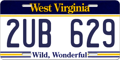 WV license plate 2UB629