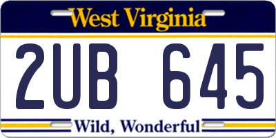 WV license plate 2UB645