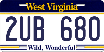 WV license plate 2UB680