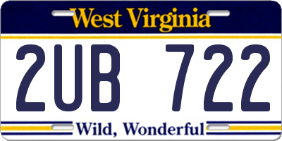 WV license plate 2UB722