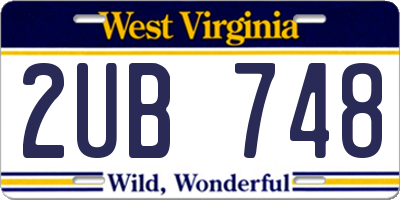 WV license plate 2UB748