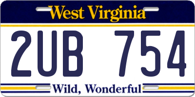 WV license plate 2UB754