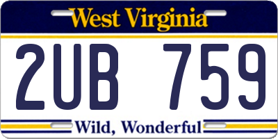 WV license plate 2UB759