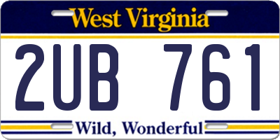 WV license plate 2UB761