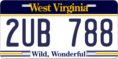 WV license plate 2UB788