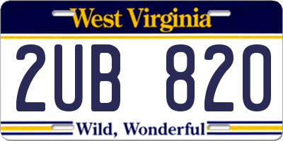 WV license plate 2UB820