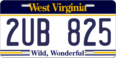 WV license plate 2UB825