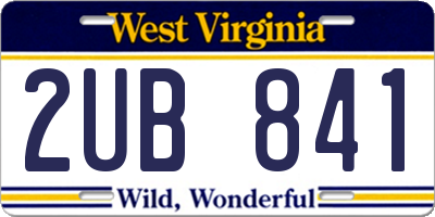 WV license plate 2UB841